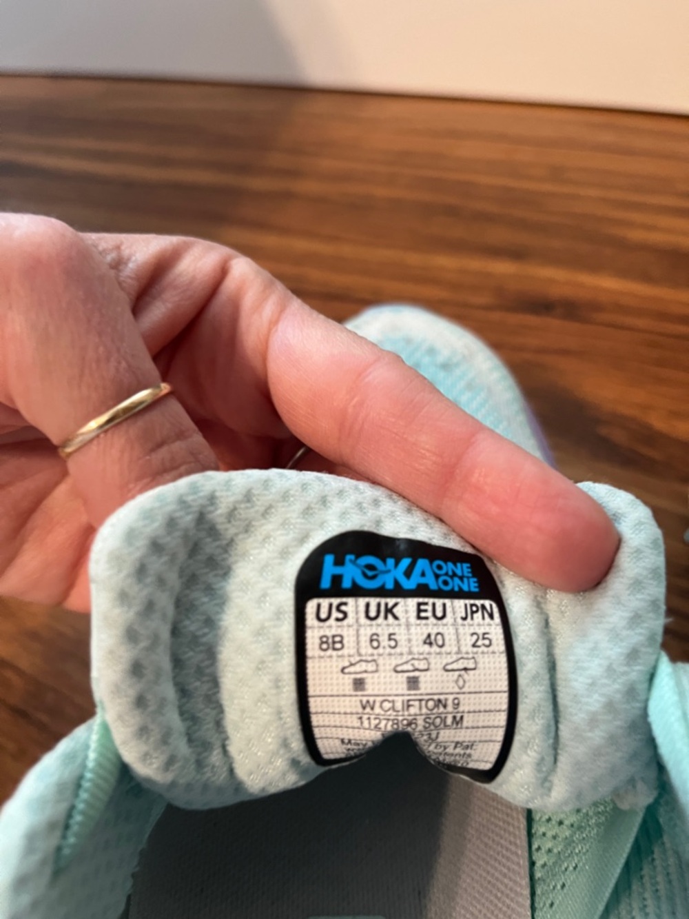 Hoka Clifton 9 Women's Mint and Lavender Running Sneakers - Picture 6 of 7